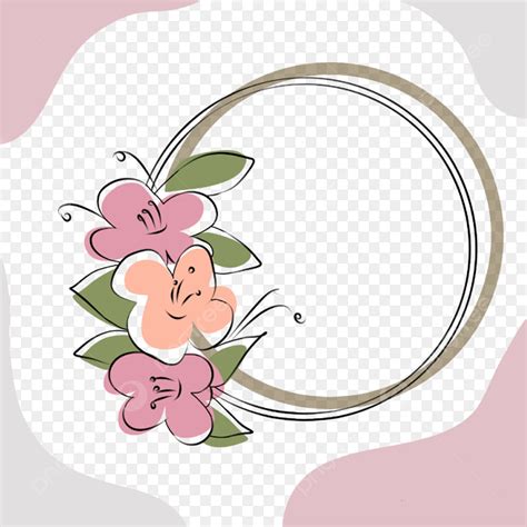 Abstract Line Art PNG Image Flower Wreath Line Art With Abstract Shape