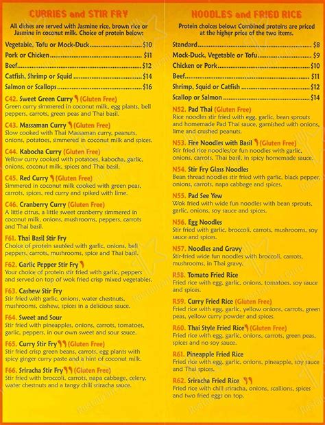 Menu at Mai Thai Restaurant, Robbinsdale