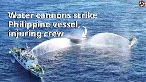 China Coast Guard Water Cannons Break Philippine Vessel Windshield