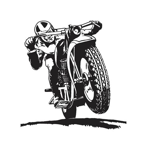 Man Riding Motorcycle Drawing By CSA Images Pixels