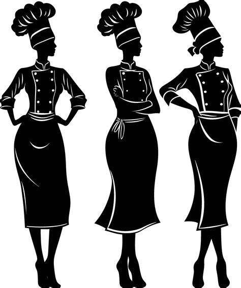 Ai Generated Silhouette Women Chef Black Color Only Full Body 38337860