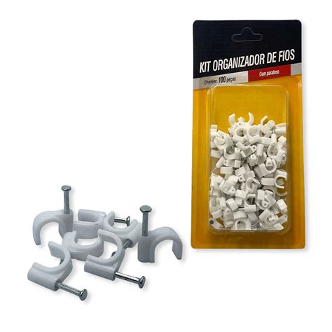 Kit 100 Grampo Fixa Fio Fixador De Cabo Miguelao 9mm Branco Shopee Brasil