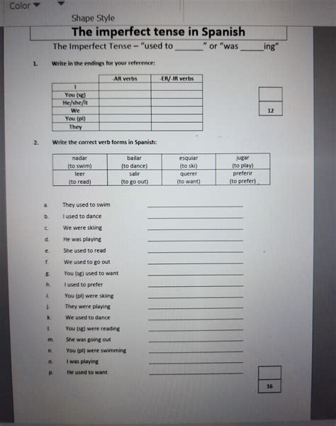 Spanish Imperfect Tense Pdf