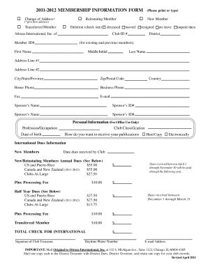 Altrusa International Membership Fill Online Printable Fillable