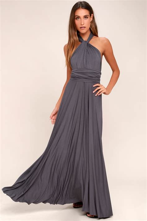 Tricks Of The Trade Dark Grey Maxi Dress Grey Maxi Dress Grey Long