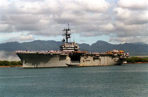 Sailors Man The Rails Aboard The Amphibious Assault Ship Uss Tripoli