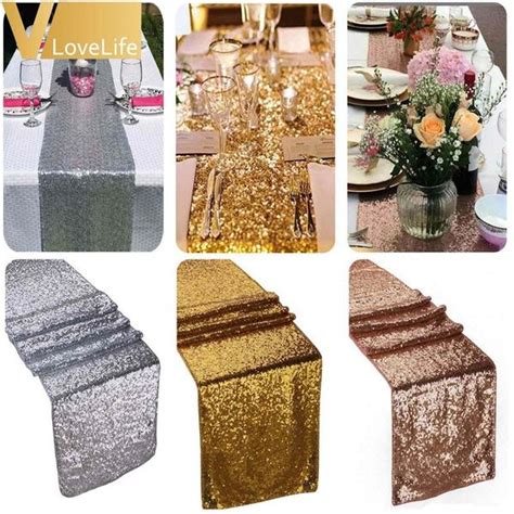 Sequin Table Runner 12x71 Gold Silver Champagne Rose Gold Wedding Sparkly Bling Party