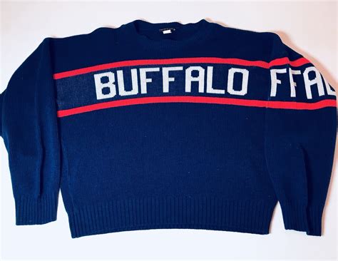 Rare Vintage Buffalo Bills Cliff Engle Style Wool Sweater Size Large