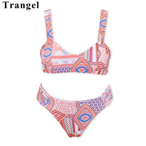 Trangel Brand Bikini 2019 Push Up Swimwear Geometry Print Swimsuit