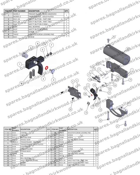 Air Arms S510 Ultimate Sporter Trigger Air Rifle Exploded Parts Diagram Bagnall And Kirkwood