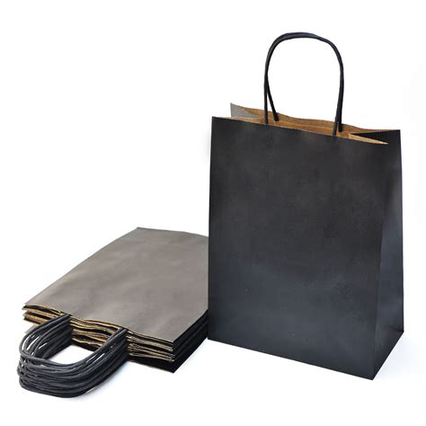 Black Paper Bags With Handle Pack New Medium Gift Bags Shopping