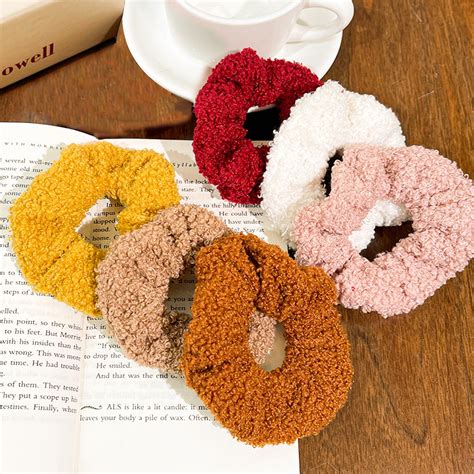 Amazon KONRAS 6Pcs Teddy Faux Fur Hair Scrunchies Premium Sherpa