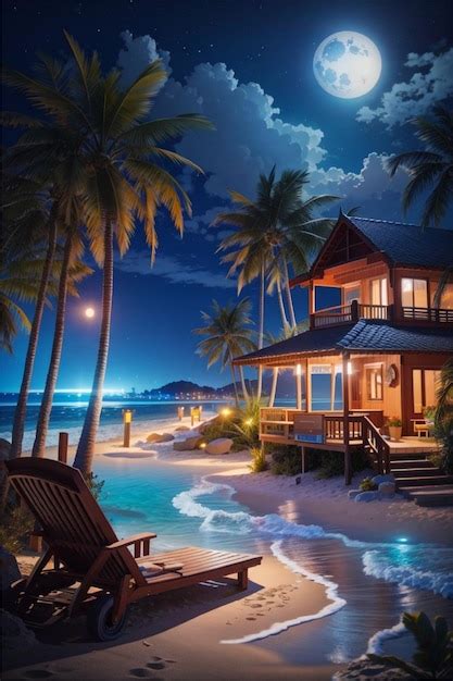 Premium AI Image | beautiful beach night scene