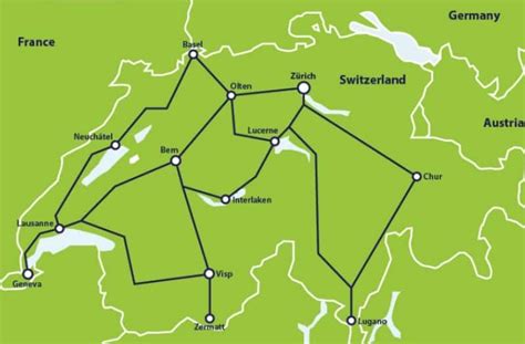 Map Showing The Validity Of The Eurail Global Pass In Switzerland