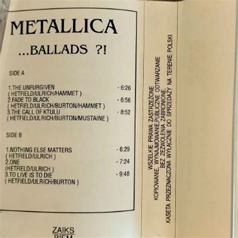 Cassette Metallica Ballads Metalmania