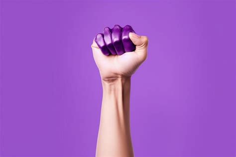 Premium Photo Raised Purple Fist Of A Woman For International Women