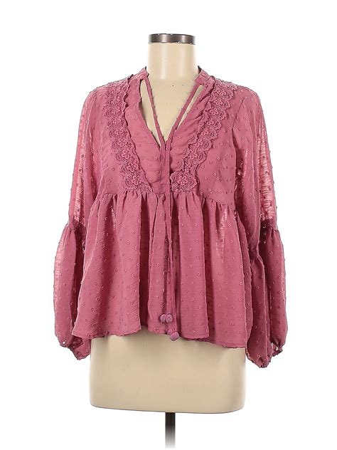 Soho 100 Polyester Pink Long Sleeve Blouse Size M 86 Off Thredup