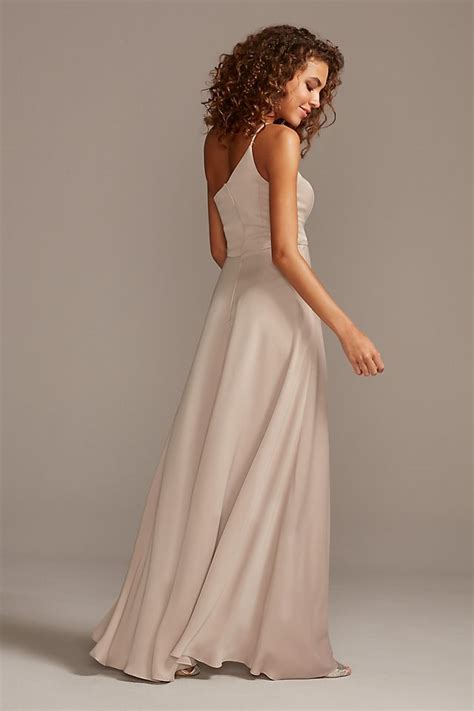 Crepe Back Satin One Shoulder Bridesmaid Dress Davids Bridal