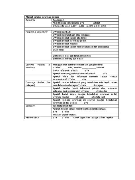 Tabel Evaluasi Pdf