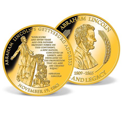 Lincoln´s Gettysburg Address Commemorative Coin Gold Layered Gold