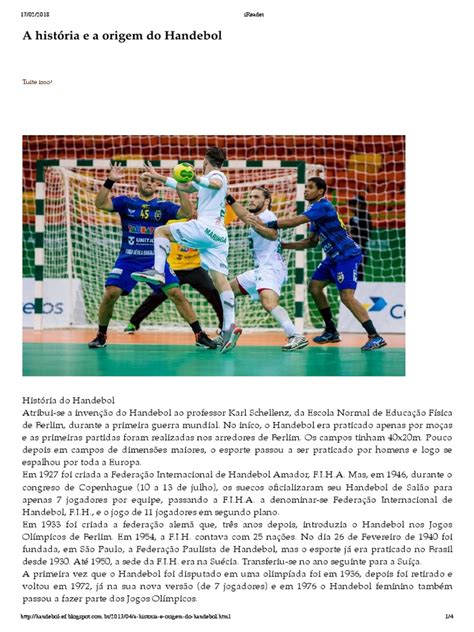 Qual A Origem Do Handebol - História e Origem do Handebol | PDF | Jogos Olímpicos | Lazer