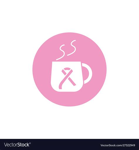 Coffee Cup Ribbon Breast Cancer Awareness Vector Image