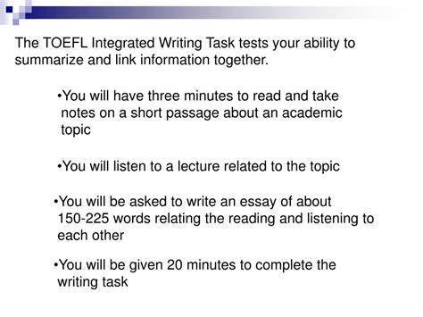 Ppt Toefl Ibt Writing Steps To Successful Integrated Writing