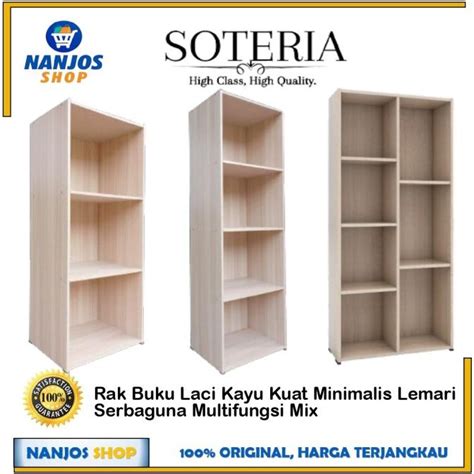 Jual Rak Buku Laci Kayu Kuat Minimalis Lemari Serbaguna Multifungsi Mix