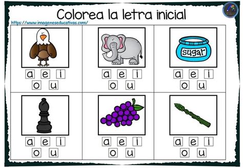 Fichas Pinta La Letra Inicial Las Vocales Imagenes Educativas