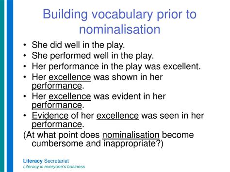 Nominalisation Literacy Secretariat Literacy Is Everyones Business