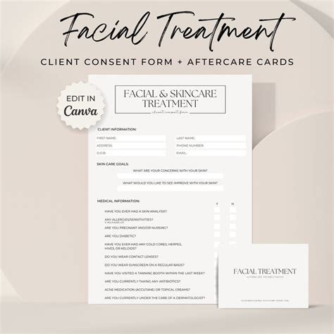 Editable Facial Consent Form Canva Template Esthetician Form Skin