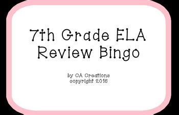 Ela And Reading Vocabulary Review Bingo Th Grade Ccss Georgia Milestones