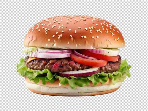 Premium Psd Fresh Beef Burger Isolated On Transparent Backgroun