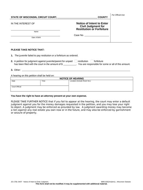 Wisconsin Notice Intent Fill Out Sign Online Dochub