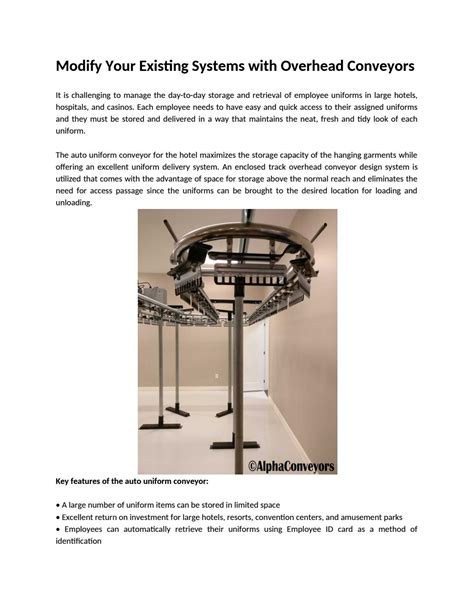 Avail the Overhead Conveyor Design System by Alpha Conveyor - Issuu