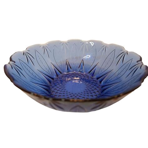 Set Of 4 Vintage Royal Sapphire Cobalt Blue 6 5 Sunflower Bowls Made In