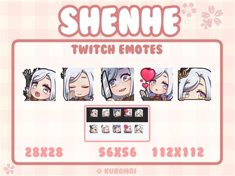 Twitch Emote Pack Genshin Shenhe 5 Emotes Streamer Discord Etc Hello Wish Knife Love