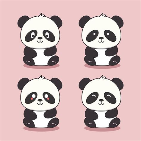 Premium Vector Vector Cute Cartoon Panda Emoji Anime Kawaii Template