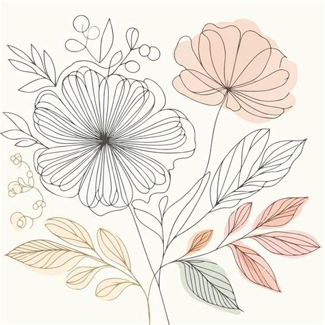 Un dibujo de flores y hojas de la colección | Vector Premium