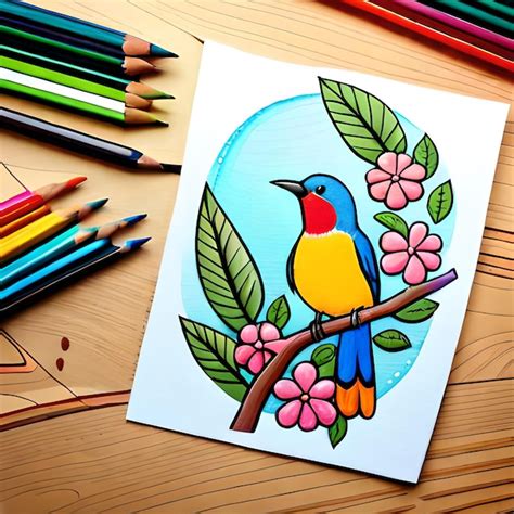 Premium Photo | Colorful birds illustration with flower background