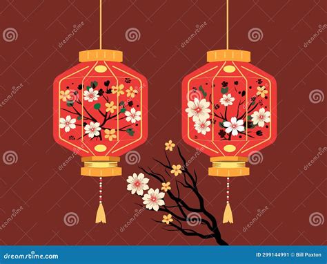 Lanterns Adorning Lunar New Year Stock Vector - Illustration of ...