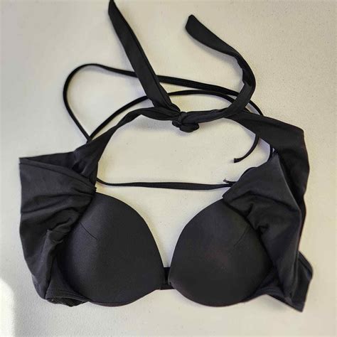 Victoria S Secret Black Bikini Top Halter Size A Gem