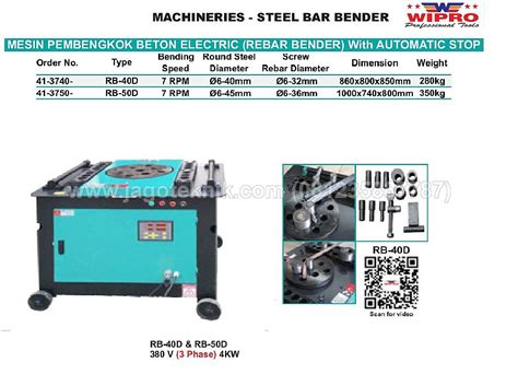 Wipro Sonjack Powertool Mesin Rebar Bender Pembengkok Besi Beton