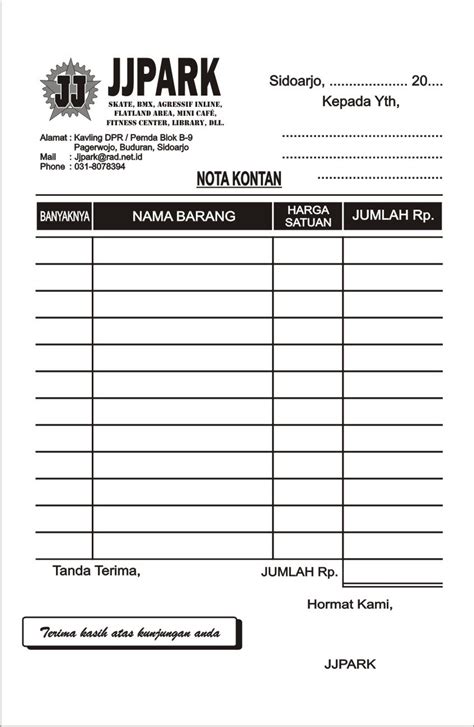 Detail Contoh Nota Fotocopy Koleksi Nomer