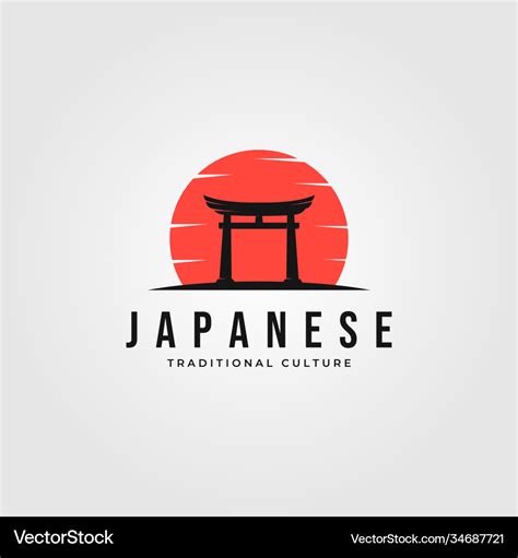 Torii Logo Japanese Culture Symbol Design Tori Vector Image