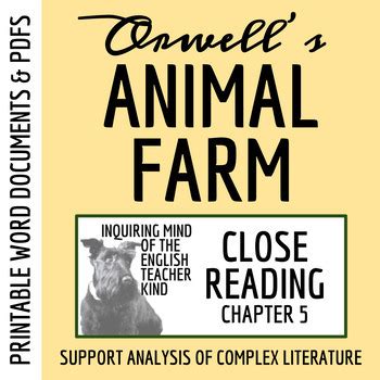 Animal Farm Chapter 5 Close Reading Analysis Worksheet (Printable)