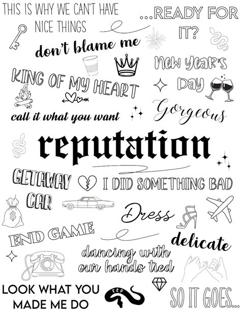 Printable Taylor Swift Lyrics Coloring Pages