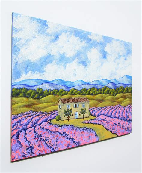 Lavender Farm Original Acrylic Painting X Etsy