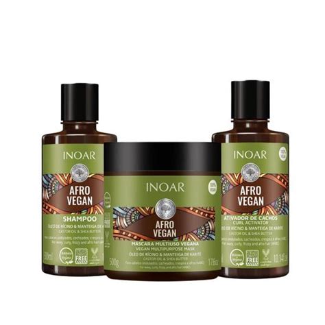 Kit Inoar Afro Vegan Shampoo Ativador E Mascara G Kit De