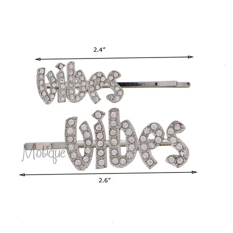 Vibes Lettered Rhinestone Bobby Pins Set Of 2 Motique Accessories